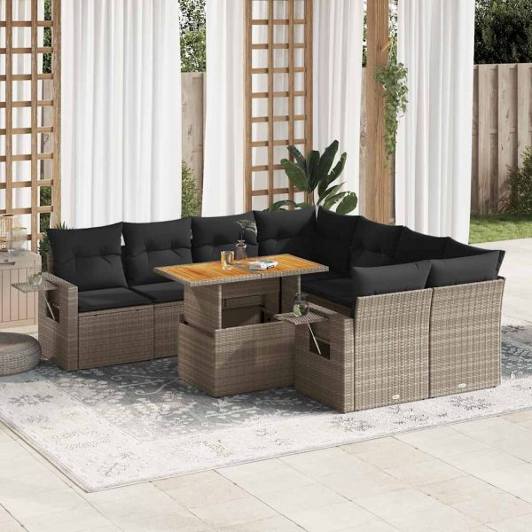 9-Delige Loungeset Met Kussens Poly Rattan - Afbeelding 14