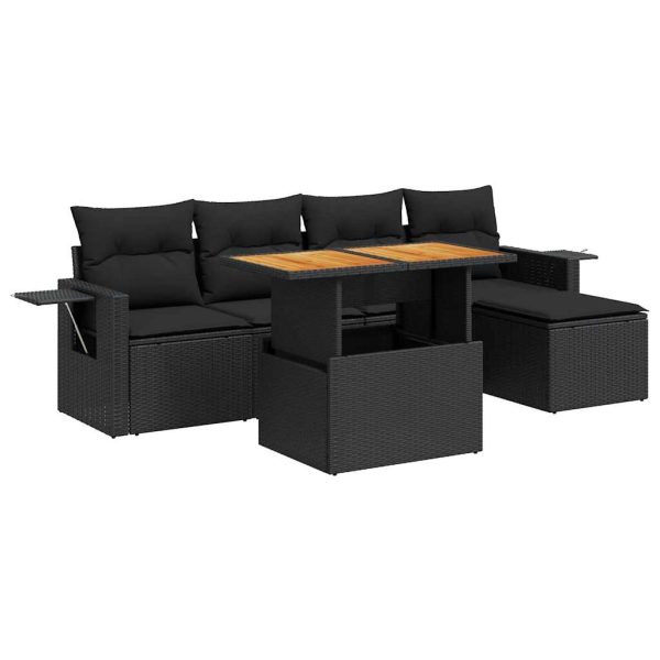 6-Delige Loungeset Met Kussens Poly Rattan - Afbeelding 2