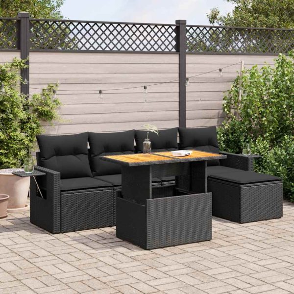 6-Delige Loungeset Met Kussens Poly Rattan