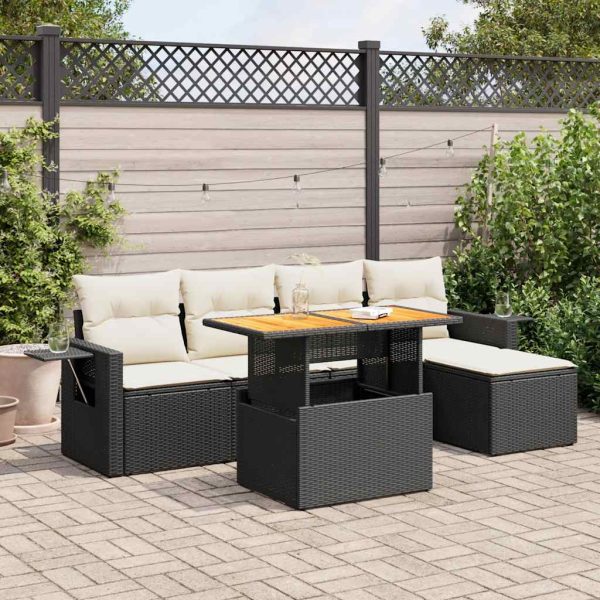 6-Delige Loungeset Met Kussens Poly Rattan - Afbeelding 14