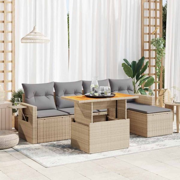 6-Delige Loungeset Met Kussens Poly Rattan - Afbeelding 16