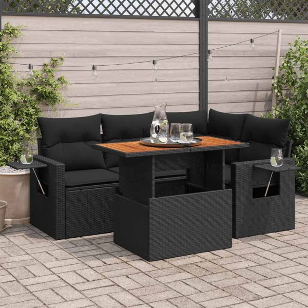 5-Delige Loungeset Met Kussens Poly Rattan