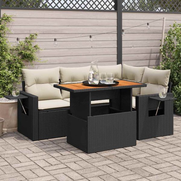 5-Delige Loungeset Met Kussens Poly Rattan - Afbeelding 13