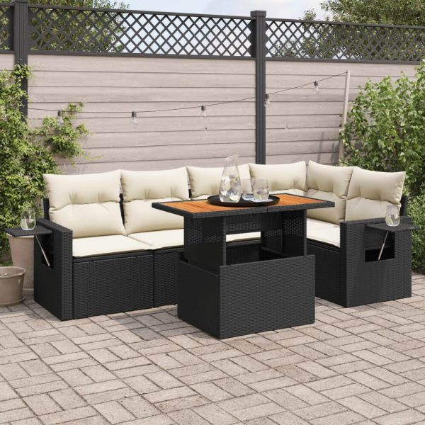 6-Delige Loungeset Met Kussens Poly Rattan - Afbeelding 13