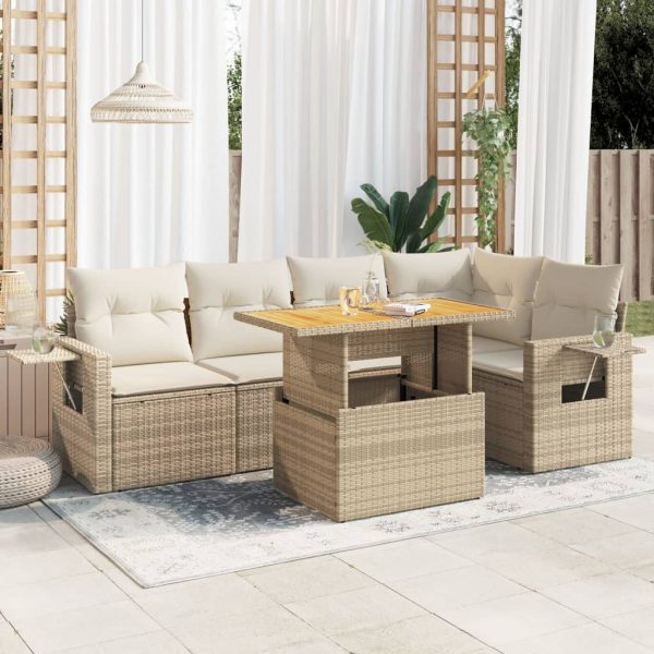 6-Delige Loungeset Met Kussens Poly Rattan - Afbeelding 14