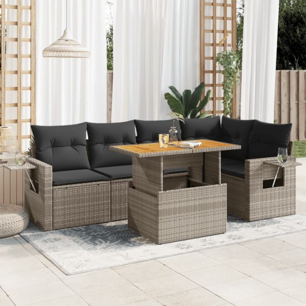 6-Delige Loungeset Met Kussens Poly Rattan - Afbeelding 15