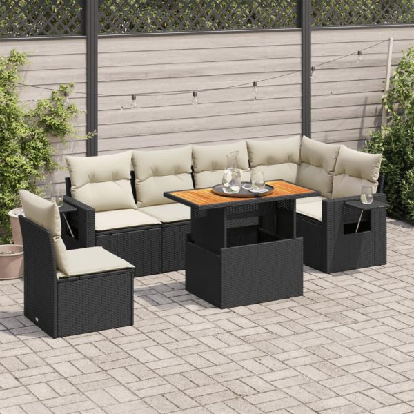 7-Delige Loungeset Met Kussens Poly Rattan - Afbeelding 16