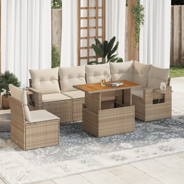 7-Delige Loungeset Met Kussens Poly Rattan - Afbeelding 14