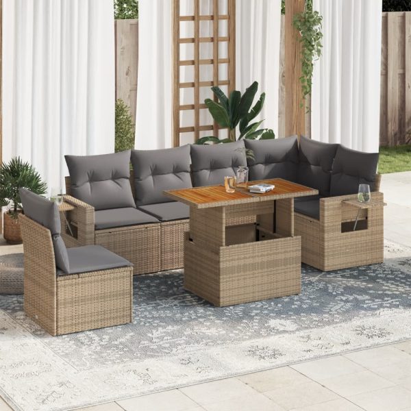 7-Delige Loungeset Met Kussens Poly Rattan - Afbeelding 13