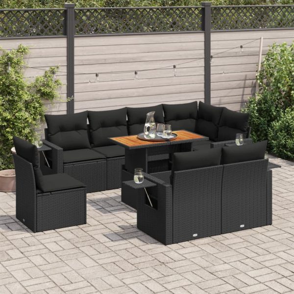 9-Delige Loungeset Met Kussens Poly Rattan