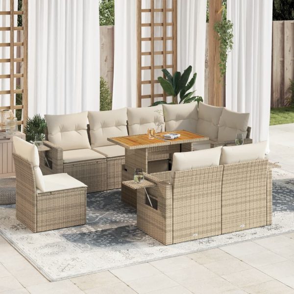 9-Delige Loungeset Met Kussens Poly Rattan - Afbeelding 15