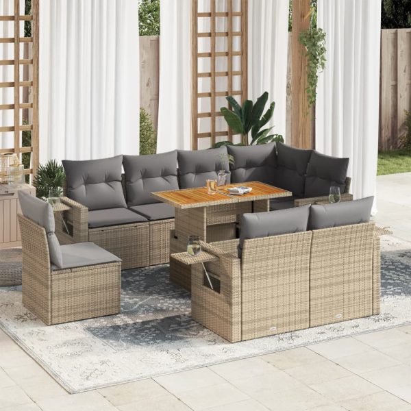 9-Delige Loungeset Met Kussens Poly Rattan - Afbeelding 16