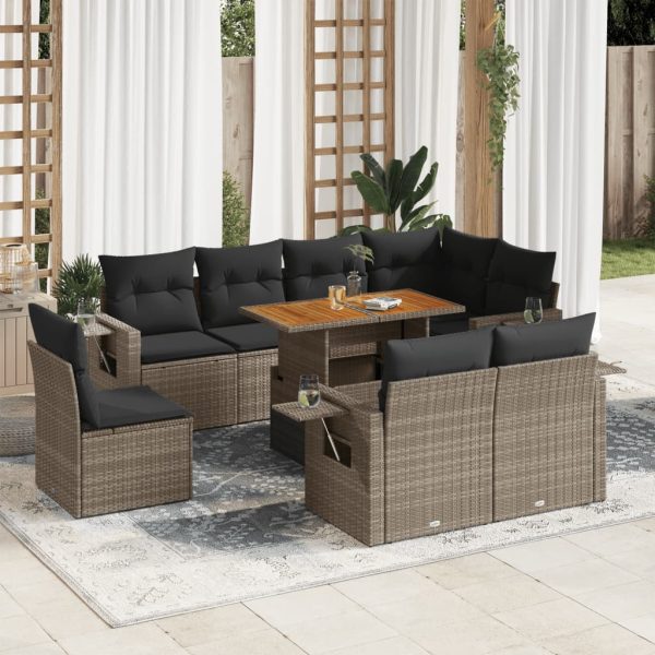 9-Delige Loungeset Met Kussens Poly Rattan - Afbeelding 13