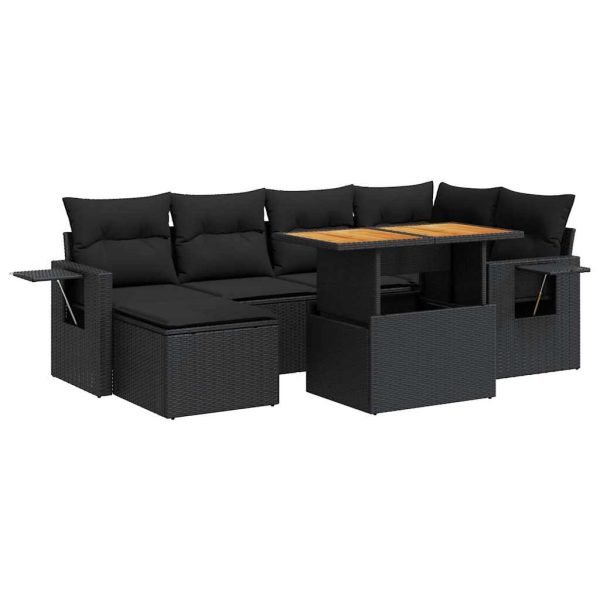 7-Delige Loungeset Met Kussens Poly Rattan - Afbeelding 2