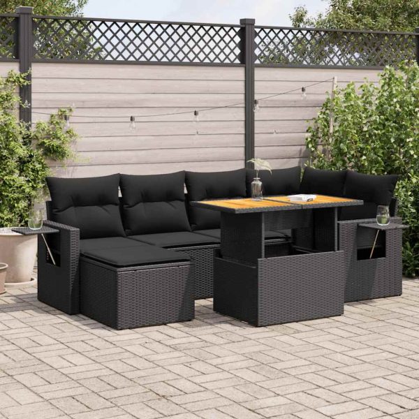 7-Delige Loungeset Met Kussens Poly Rattan