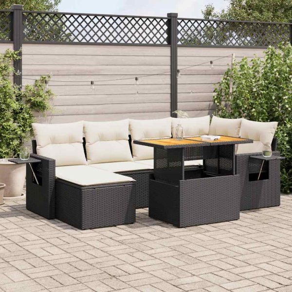 7-Delige Loungeset Met Kussens Poly Rattan - Afbeelding 13