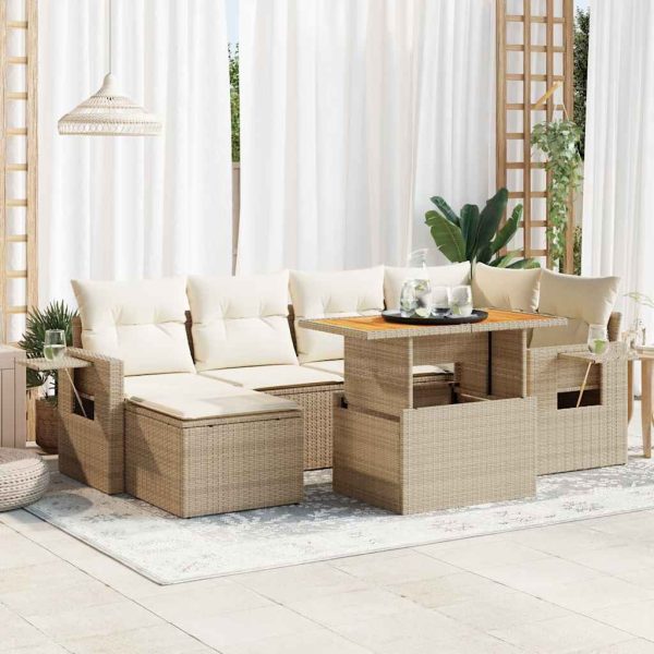 7-Delige Loungeset Met Kussens Poly Rattan - Afbeelding 16