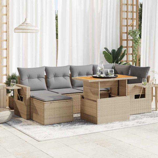 7-Delige Loungeset Met Kussens Poly Rattan - Afbeelding 15