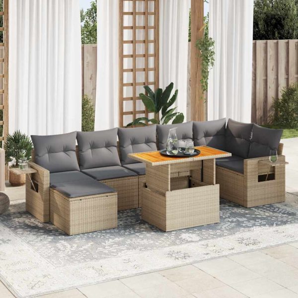 8-Delige Loungeset Met Kussens Poly Rattan - Afbeelding 15