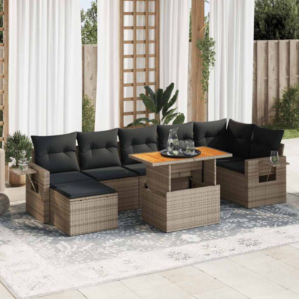 8-Delige Loungeset Met Kussens Poly Rattan - Afbeelding 14