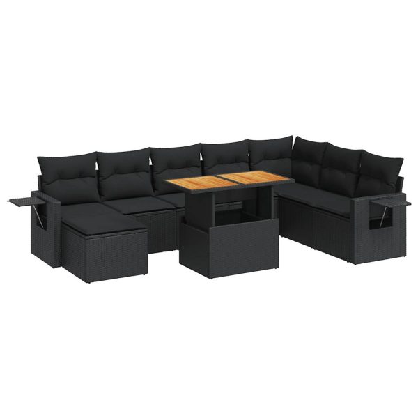 9-Delige Loungeset Met Kussens Poly Rattan - Afbeelding 2