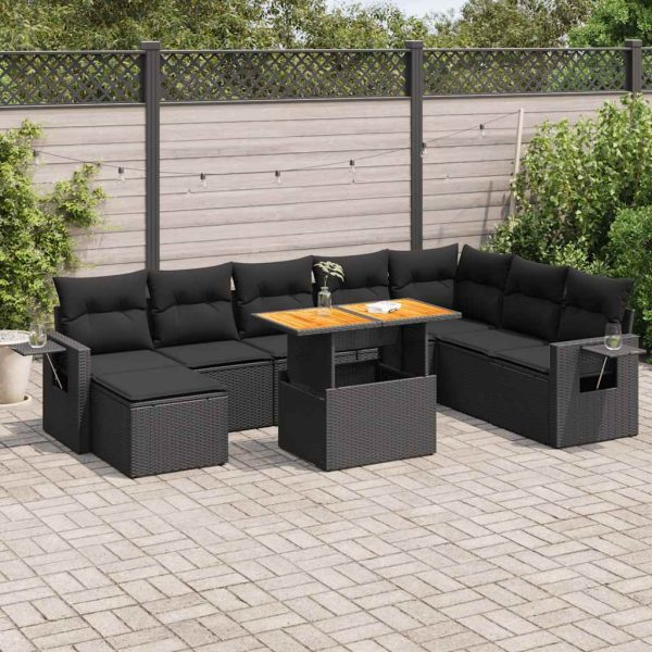 9-Delige Loungeset Met Kussens Poly Rattan