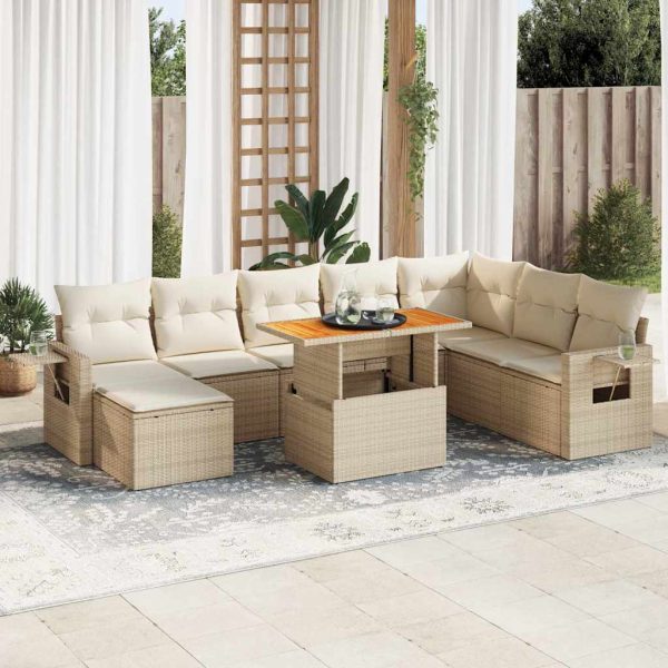 9-Delige Loungeset Met Kussens Poly Rattan - Afbeelding 16