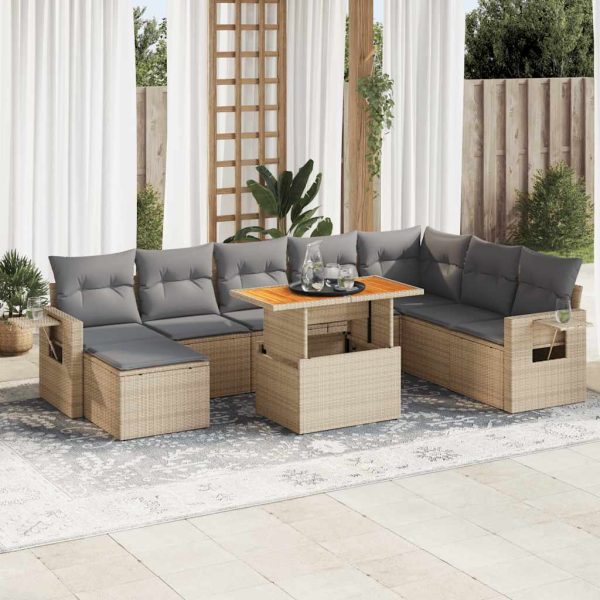 9-Delige Loungeset Met Kussens Poly Rattan - Afbeelding 13