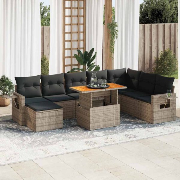 9-Delige Loungeset Met Kussens Poly Rattan - Afbeelding 14