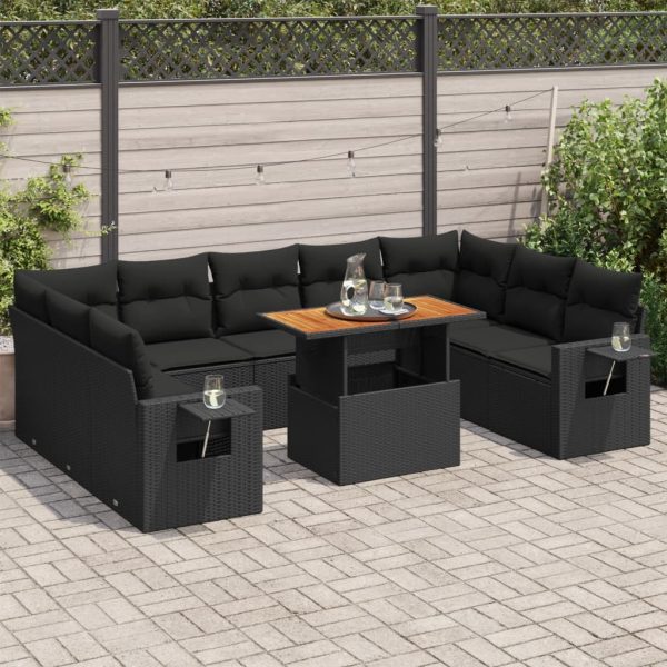 10-Delige Loungeset Met Kussens Poly Rattan