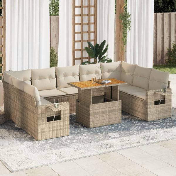 10-Delige Loungeset Met Kussens Poly Rattan - Afbeelding 13