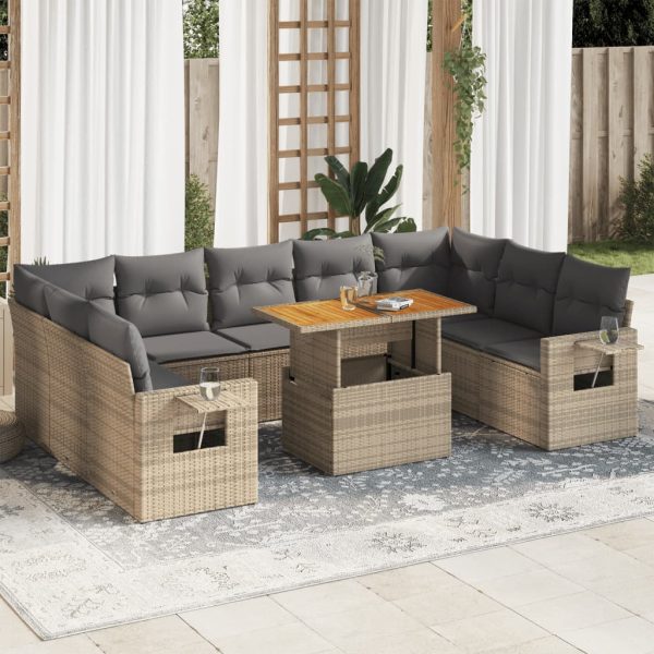 10-Delige Loungeset Met Kussens Poly Rattan - Afbeelding 16