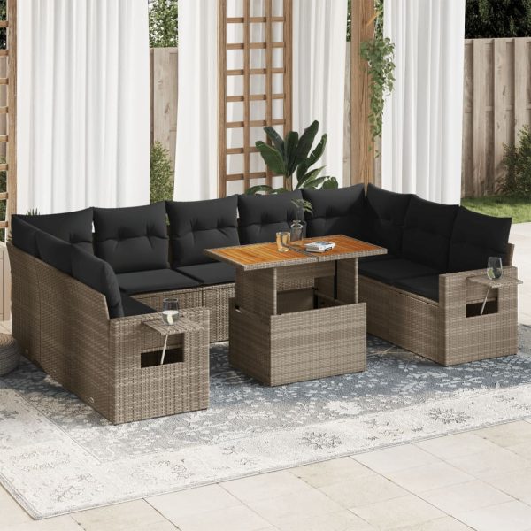 10-Delige Loungeset Met Kussens Poly Rattan - Afbeelding 15