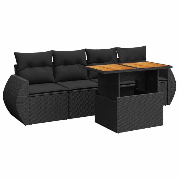 5-Delige Loungeset Met Kussens Poly Rattan - Afbeelding 2