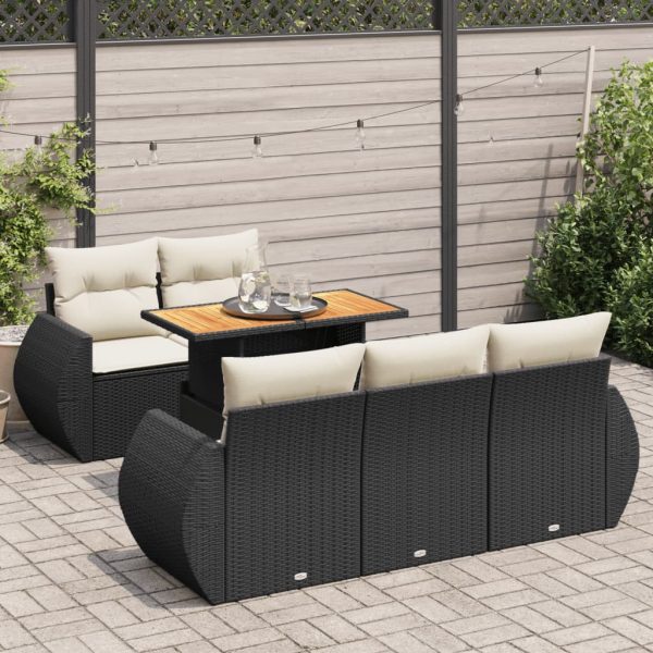 6-Delige Loungeset Met Kussens Poly Rattan - Afbeelding 14