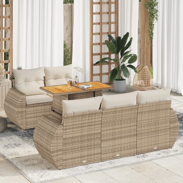 6-Delige Loungeset Met Kussens Poly Rattan - Afbeelding 16