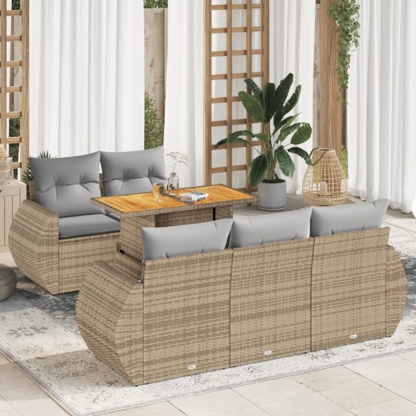 6-Delige Loungeset Met Kussens Poly Rattan - Afbeelding 13