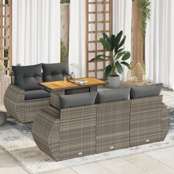 6-Delige Loungeset Met Kussens Poly Rattan - Afbeelding 15