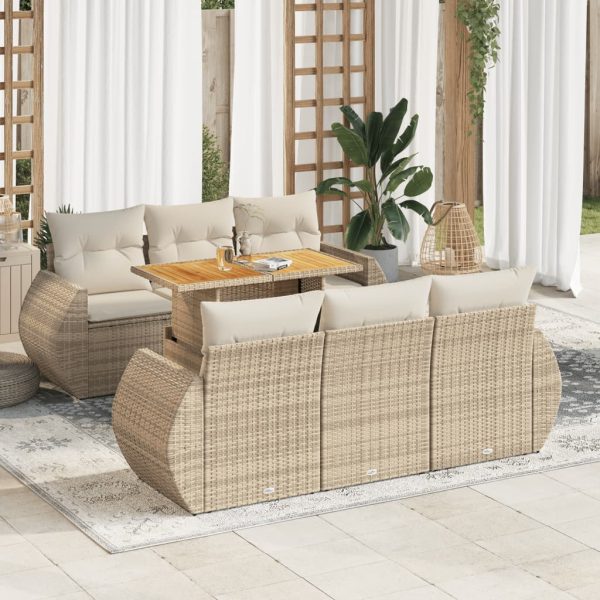 7-Delige Loungeset Met Kussens Poly Rattan - Afbeelding 16