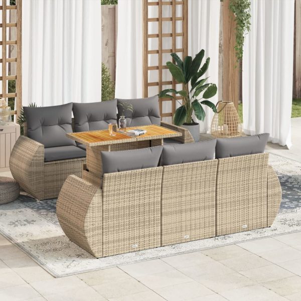 7-Delige Loungeset Met Kussens Poly Rattan - Afbeelding 13