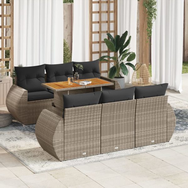 7-Delige Loungeset Met Kussens Poly Rattan - Afbeelding 14