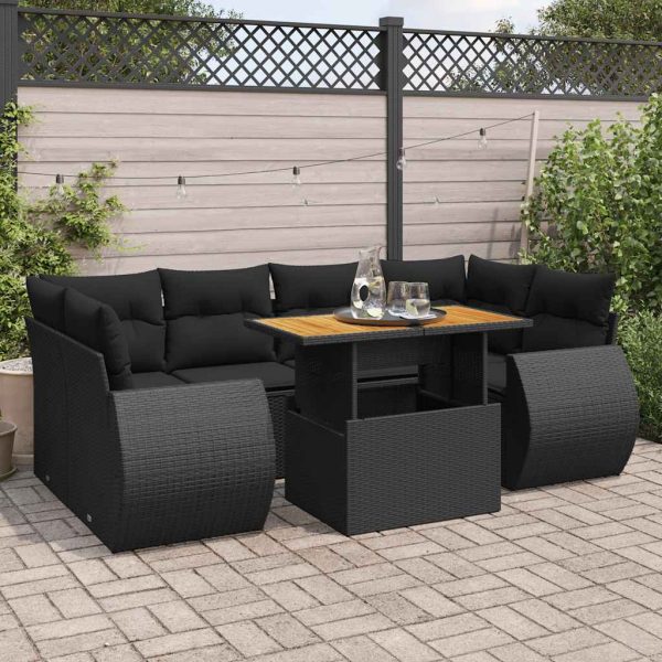 7-Delige Loungeset Met Kussens Poly Rattan