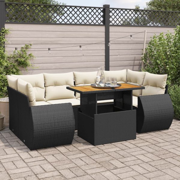 7-Delige Loungeset Met Kussens Poly Rattan - Afbeelding 14