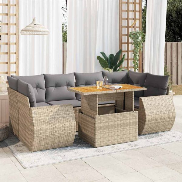 7-Delige Loungeset Met Kussens Poly Rattan - Afbeelding 15