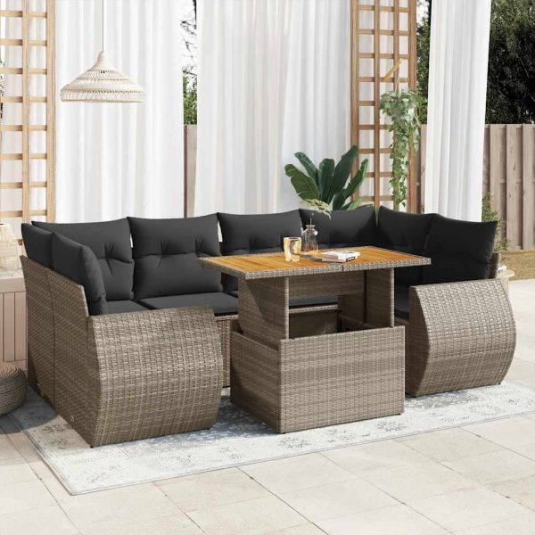 7-Delige Loungeset Met Kussens Poly Rattan - Afbeelding 13