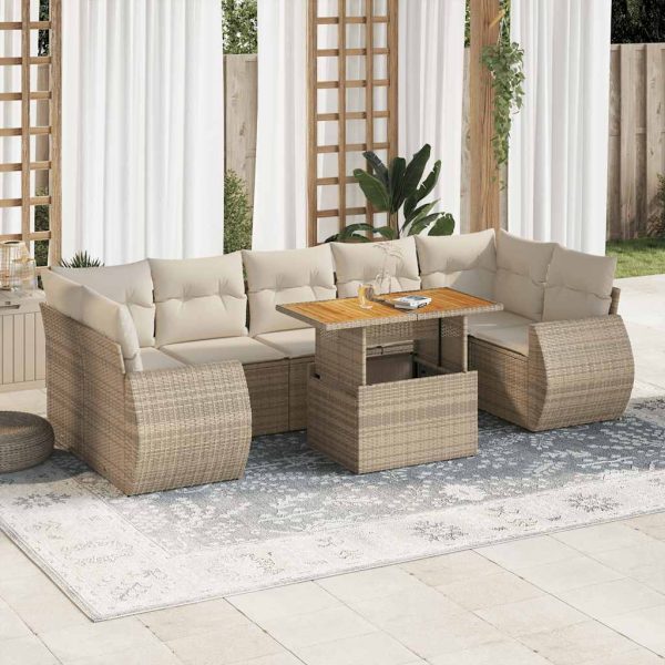 8-Delige Loungeset Met Kussens Poly Rattan - Afbeelding 15