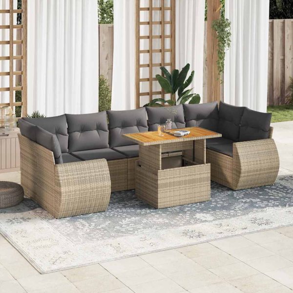 8-Delige Loungeset Met Kussens Poly Rattan - Afbeelding 13