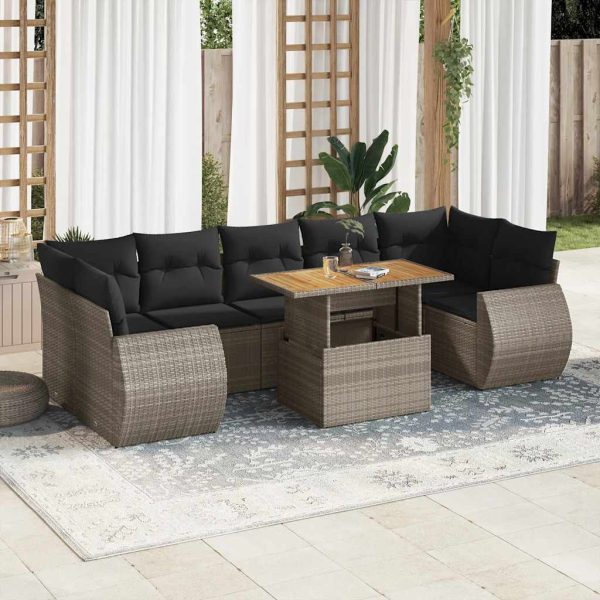 8-Delige Loungeset Met Kussens Poly Rattan - Afbeelding 14