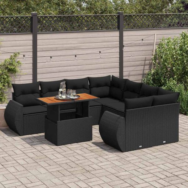 9-Delige Loungeset Met Kussens Poly Rattan