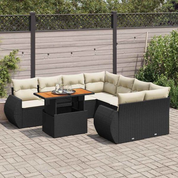 9-Delige Loungeset Met Kussens Poly Rattan - Afbeelding 16